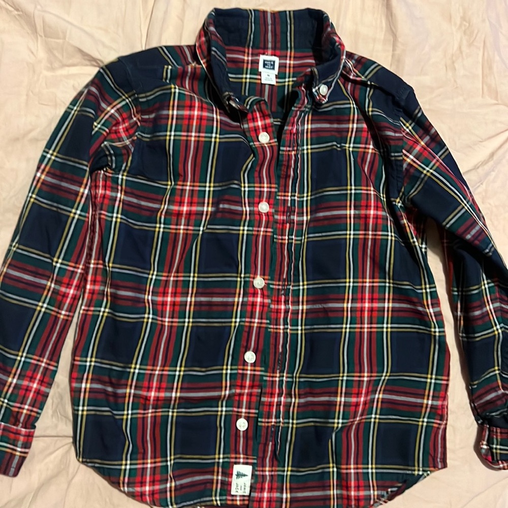 Janie and Jack Boys Shirt Size 5 Plaid Long Sleeve Button Front